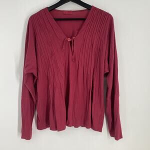 CP Shades Cotton V Neck Top Women’s Small Red Casual Bohemian Grunge Cottage 825
